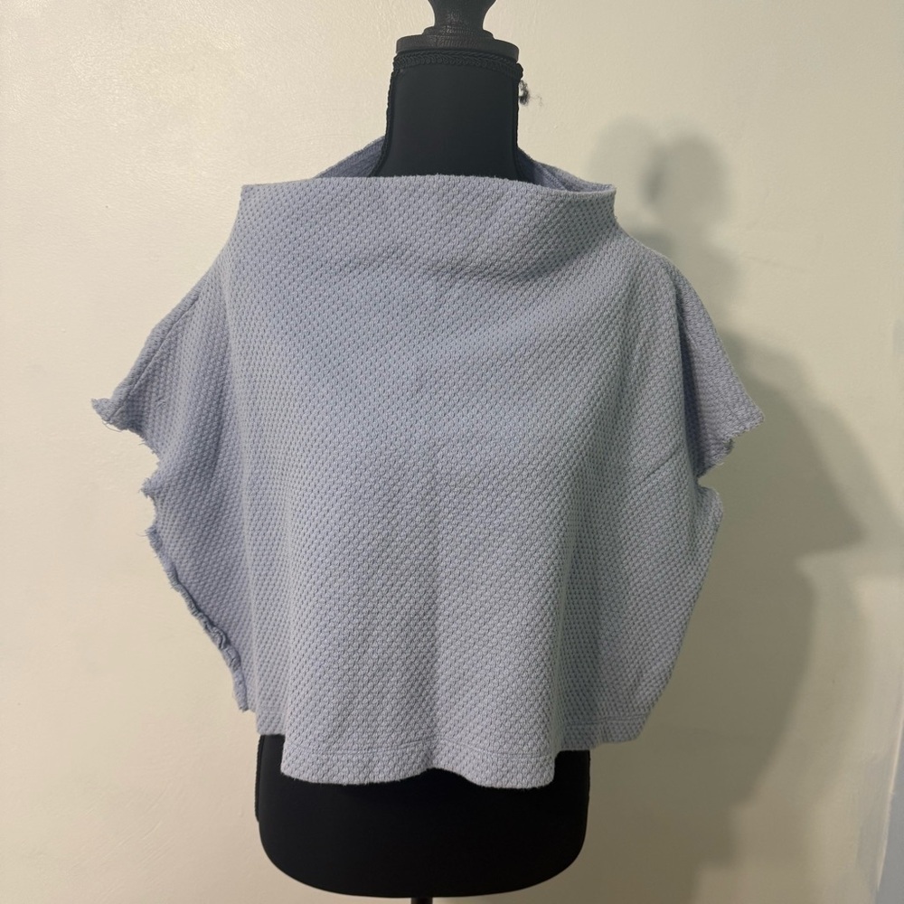 We the Free Light Blue Textured Sleeveless Crop Top waffle knit